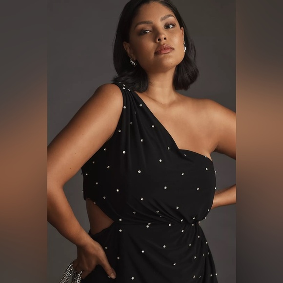 Mac Duggal 68354 NWT Rhinestone Embellished One-sleeve Side Cutout Dress - Picture 4 of 9